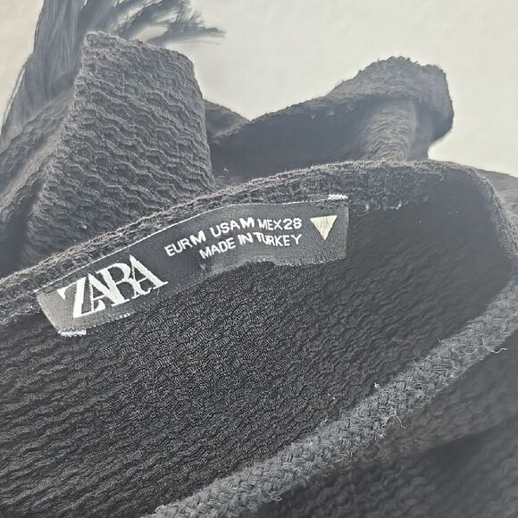 Zara Black Contrasting Short Sleeve V-Neck Open Back Jumpsuit Size M - Picture 4 of 11